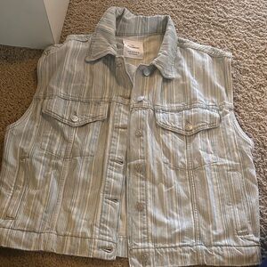 Pull&Bear Light Blue Striped Denim Vest